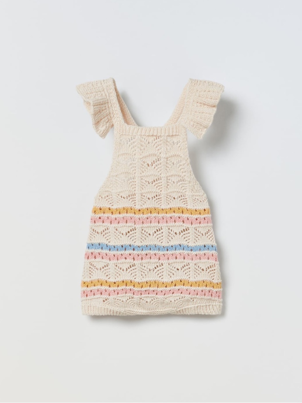 NWT Zara 0-1m striped openwork knit jumpsuit ruffled straps